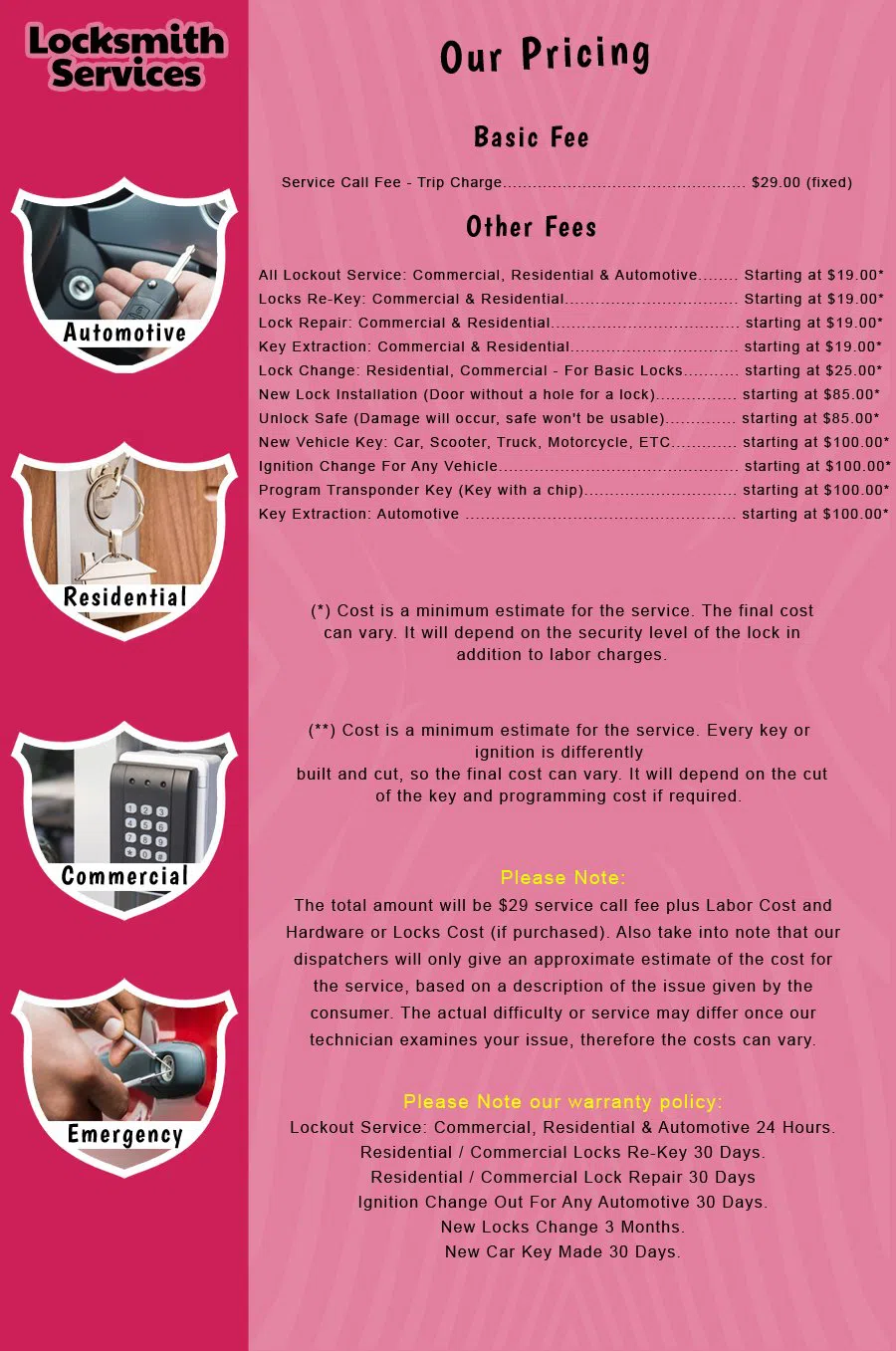 Deal NJ Locksmith Store Deal, NJ 732-305-2379 - price-list-c-18